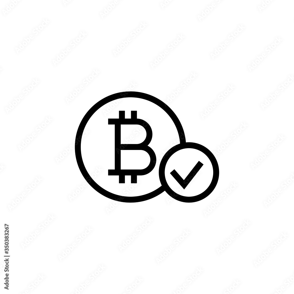 Poster Bitcoin accepted vector icon in linear, outline icon isolated on white background