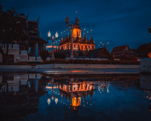 Bangkok, Thailand - June 17th, 2019 : Beautiful sky and Wat Ratchanatdaram Temple in Bangkok, Thailand. Thai architecture: Wat Ratchanadda,