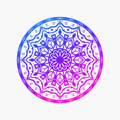Ornamental mandala with colorful line