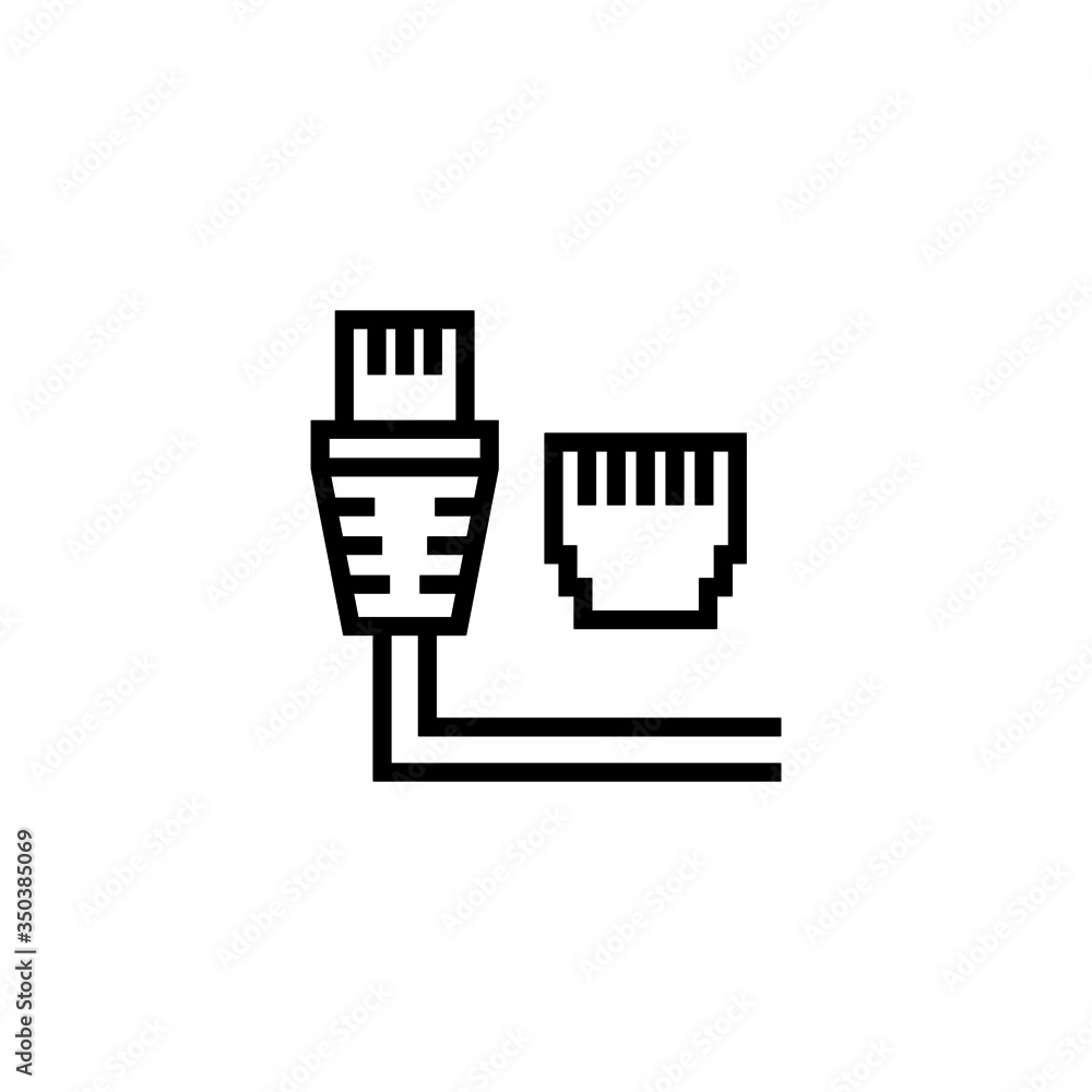 Aufkleber ethernet vector icon in linear, outline icon isolated on white background