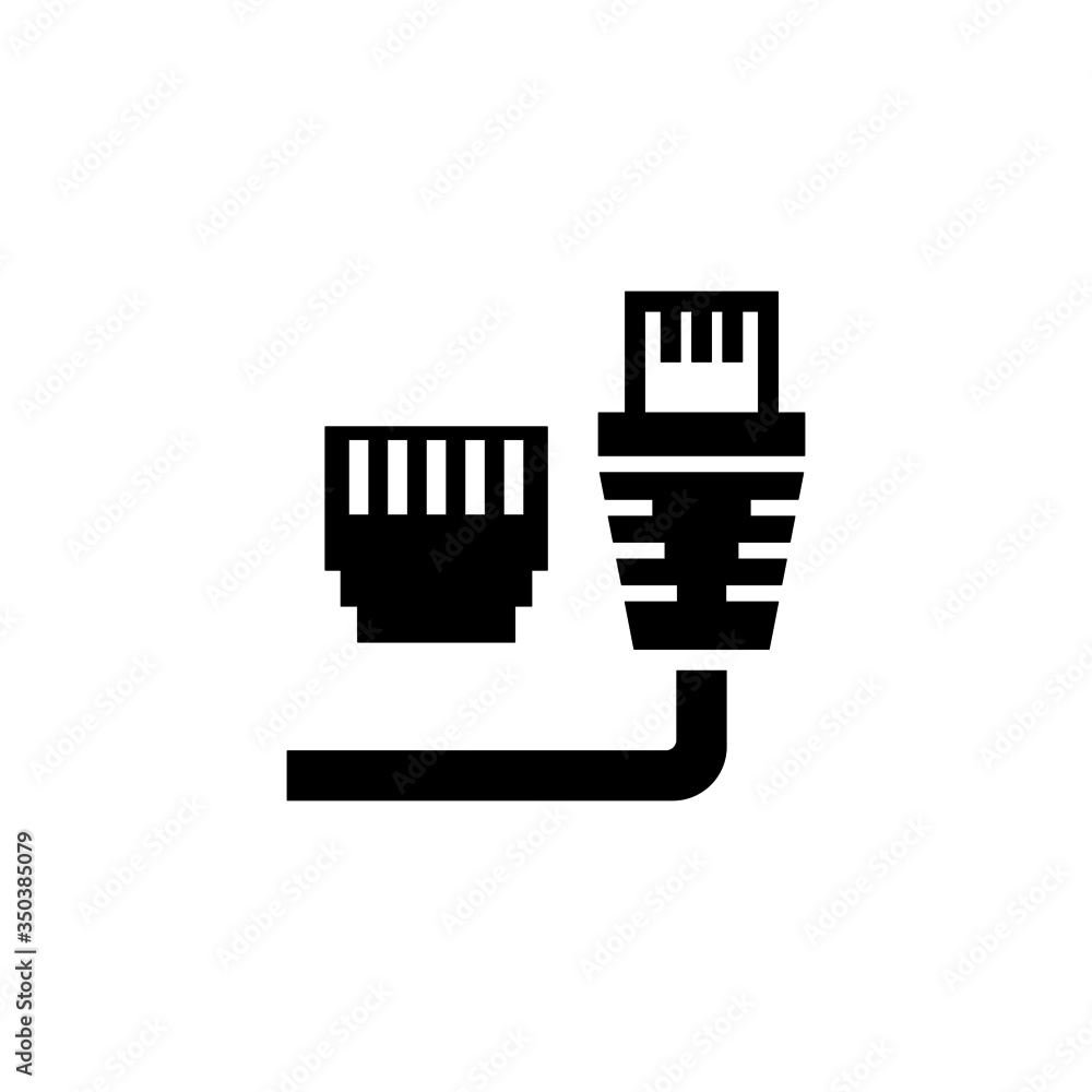 Poster ethernet vector icon in black solid flat design icon isolated on white background