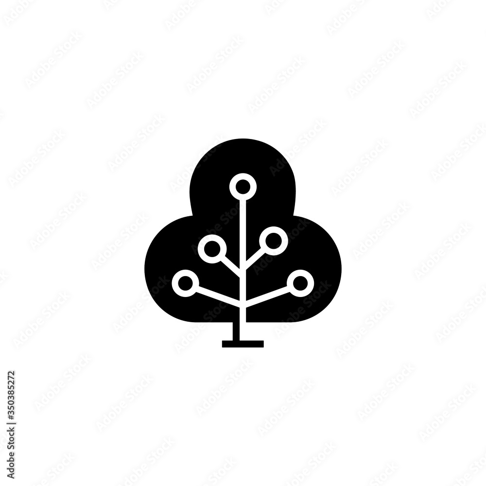 Poster technology tree vector icon in black solid flat design icon isolated on white background