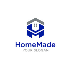house and initial M H / MH HM logo design template vector inspiration