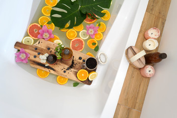 Vegan, natural cosmetics for relaxing bath.