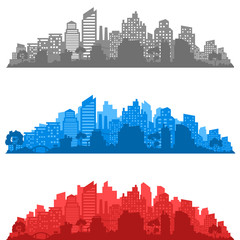 Naklejka premium City landscape. City silhouette with windows. Vector Illustration