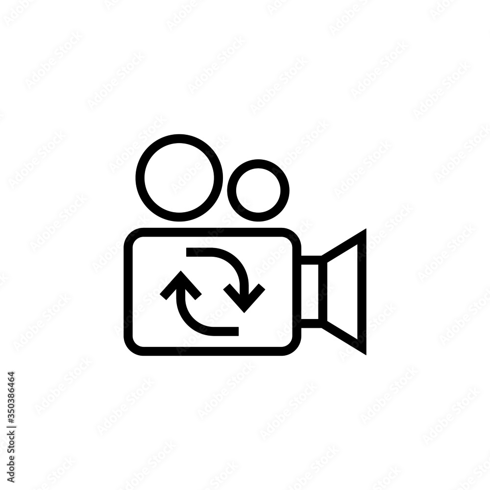 Poster switch video vector icon in linear, outline icon isolated on white background