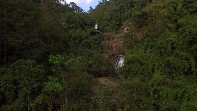 Aerial view of Datanla waterfall in Dalat, Lam Dong, Vietnam