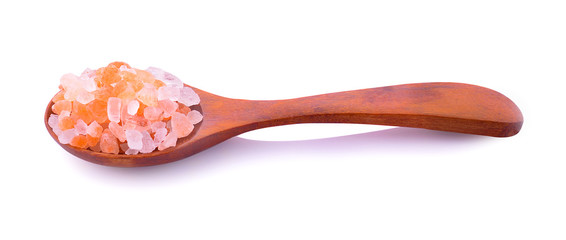 Pink salt on a white background
