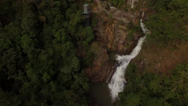Aerial view of Datanla waterfall in Dalat, Lam Dong, Vietnam