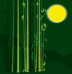 Bamboo forest with full moon