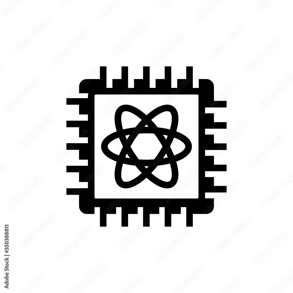 Poster quantum computing vector icon in black solid flat design icon isolated on white background