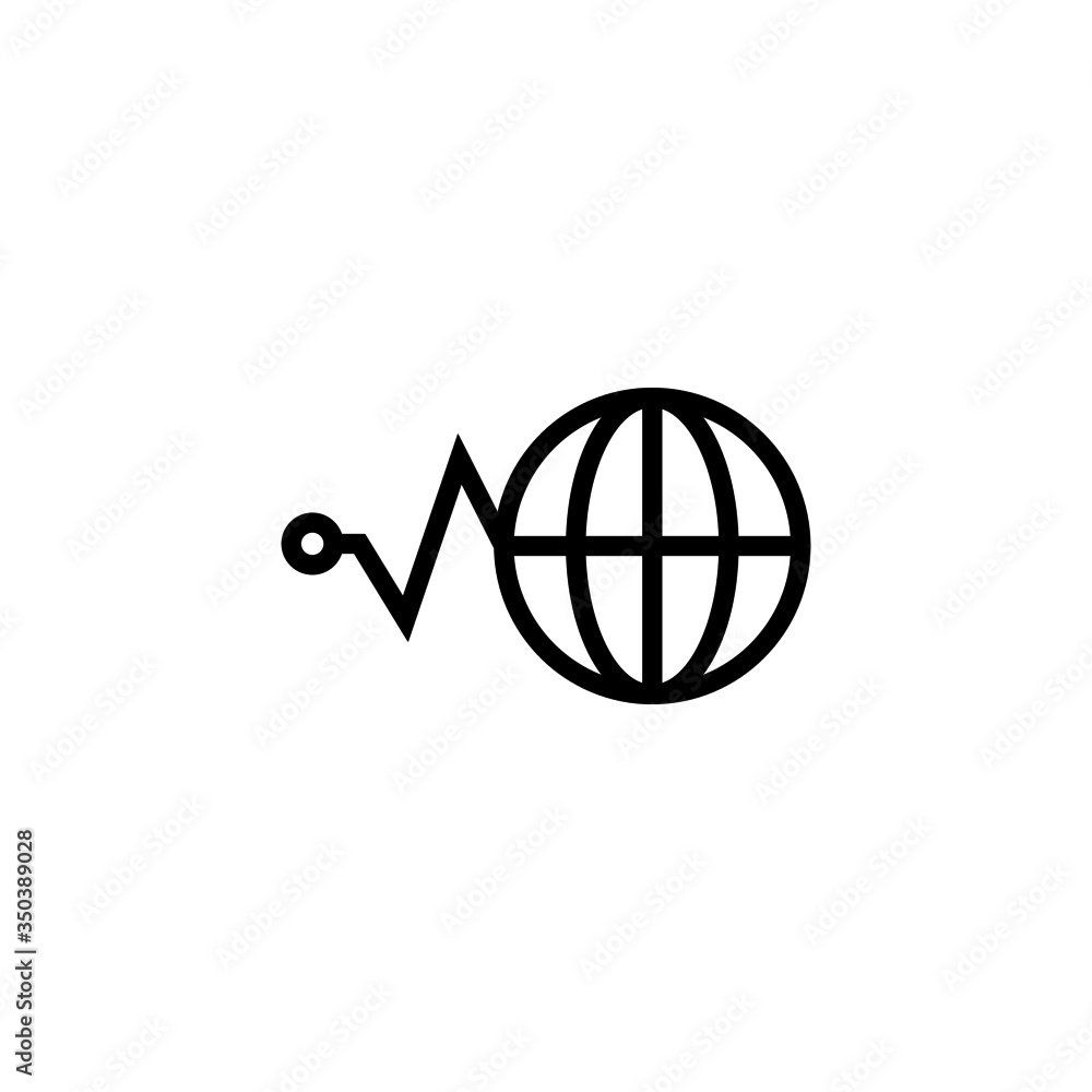 Poster web stocks data graphic interface icon vector in linear, outline icon isolated on white background