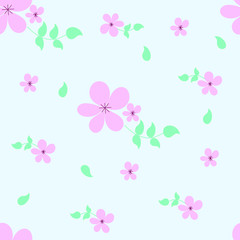 Seamless repeat pattern with flowers and leaves . Hand drawn fabric, gift wrap, wall art design.