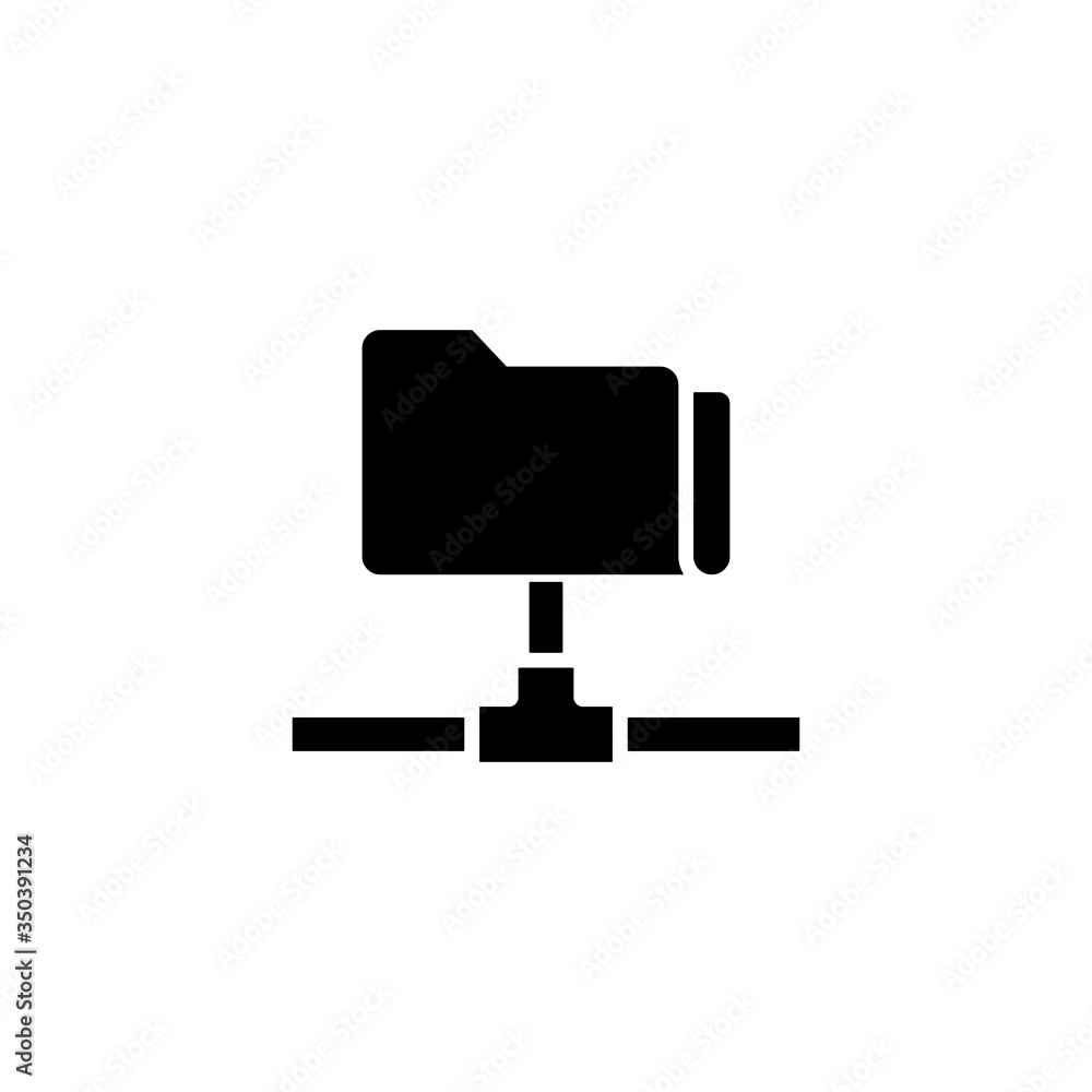 Poster folder connected vector icon in black solid flat design icon isolated on white background