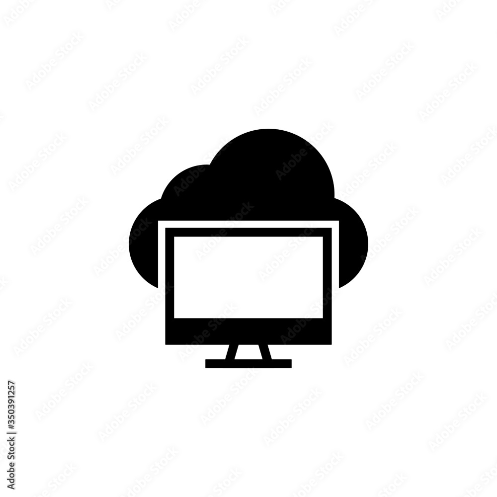 Poster computing cloud vector icon in black solid flat design icon isolated on white background