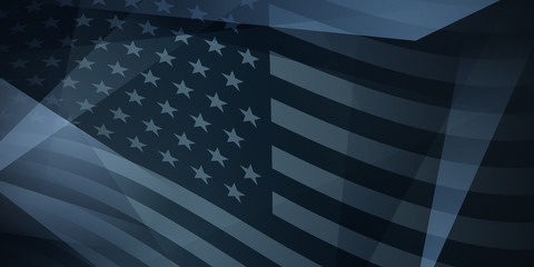 USA independence day abstract background with elements of the american flag in dark blue colors