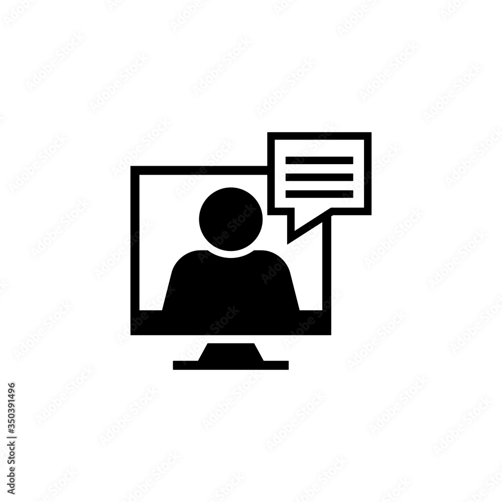 Poster computer training vector icon in black solid flat design icon isolated on white background