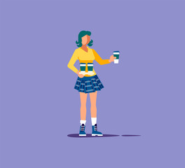 Office worker holds cofee