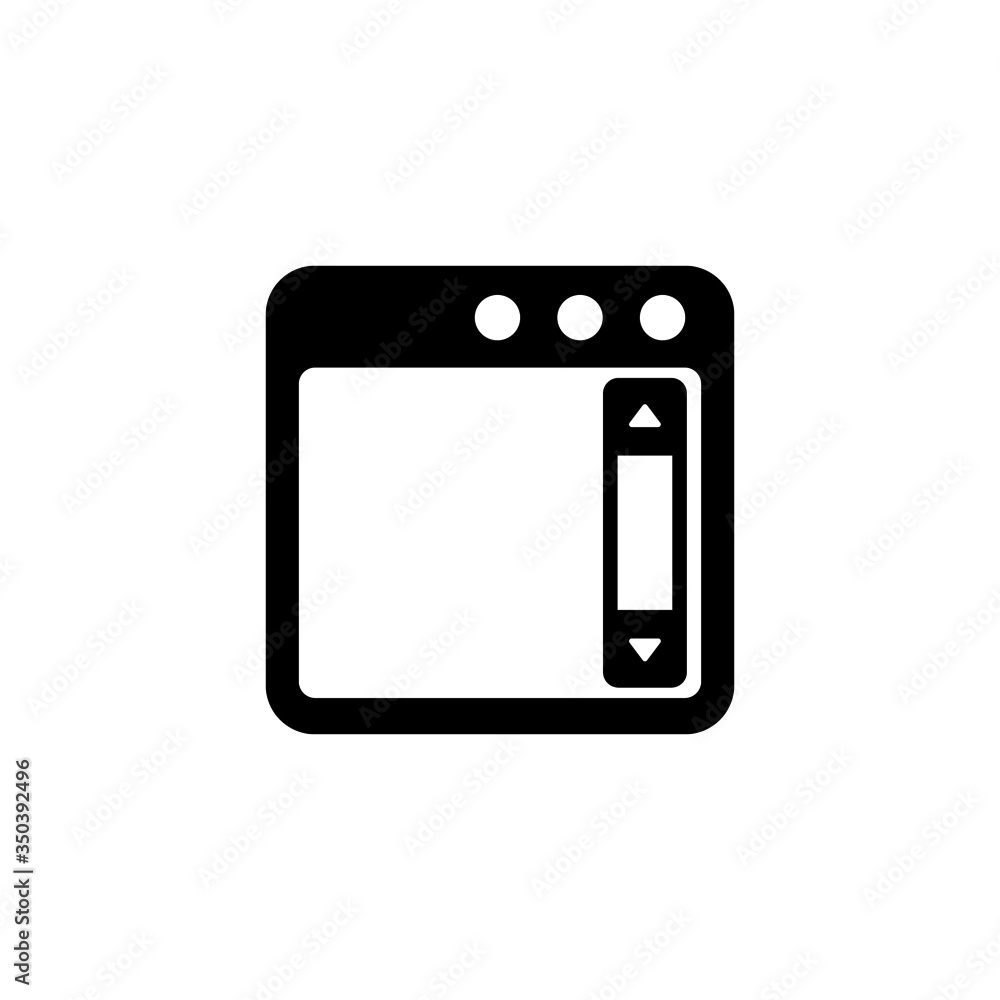 Poster scrolling icon vector in black solid flat design icon isolated on white background