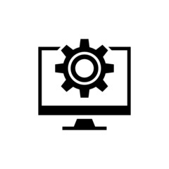 Computer and monitor tools vector icon in black solid flat design icon isolated on white background