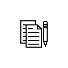 Exam vector icon in linear, outline icon isolated on white background