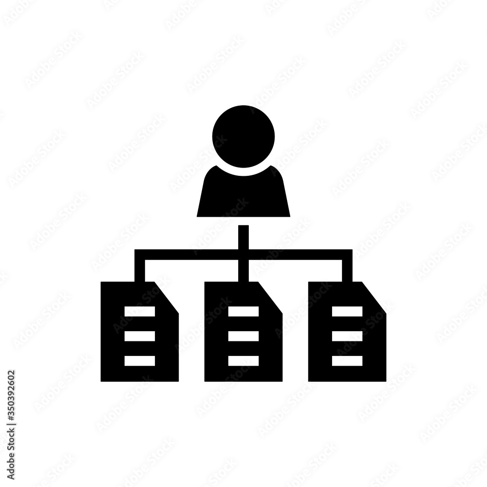 Poster user sharing files icon in black solid flat design icon isolated on white background