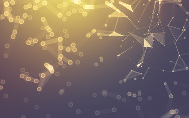 Abstract background. Molecules technology with polygonal shapes, connecting dots and lines. Connection structure. Big data visualization.