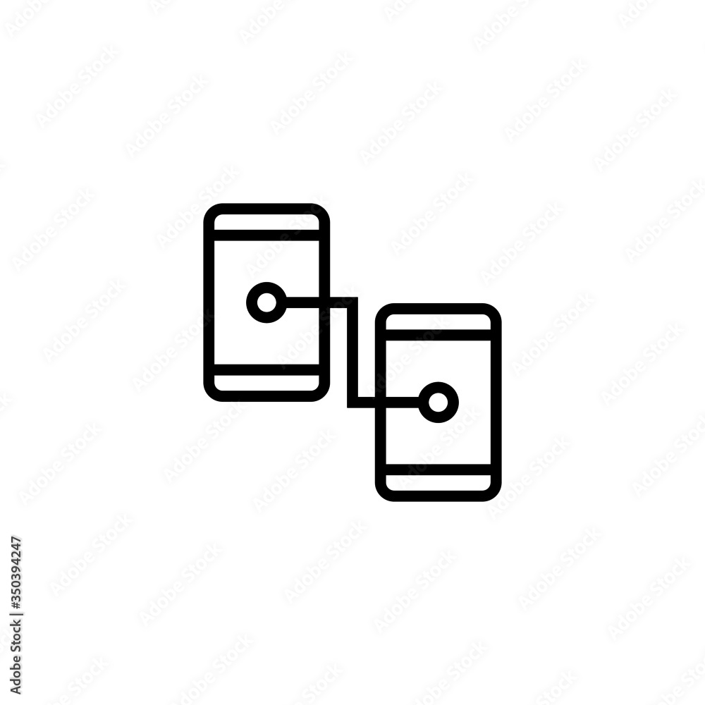 Poster Phone connection  icon vector in linear, outline icon isolated on white background