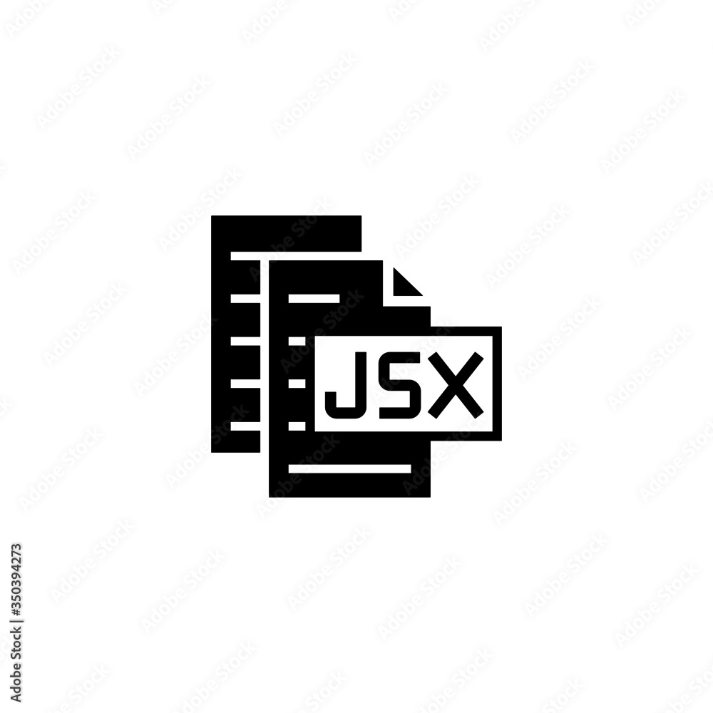 Poster jsx icon vector in black solid flat design icon isolated on white background
