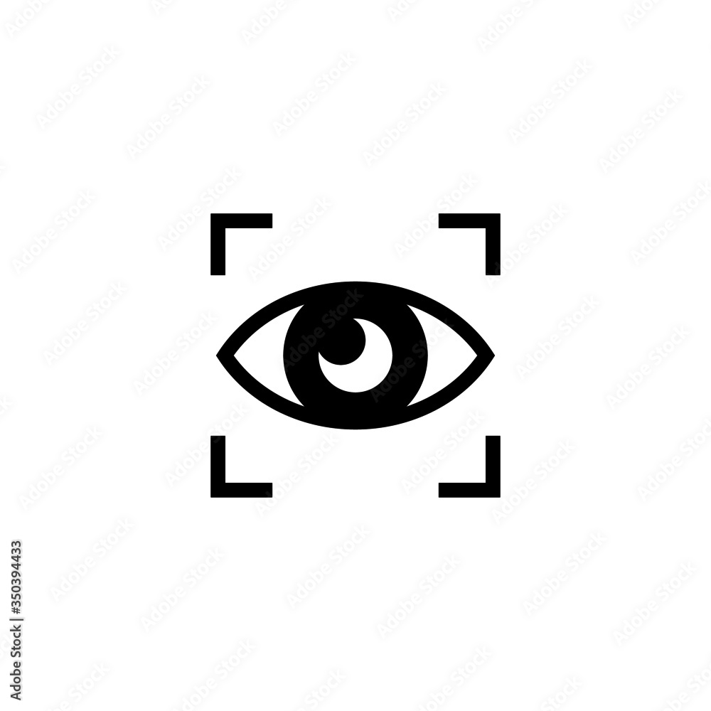 Poster eye scan icon vector in black solid flat design icon isolated on white background