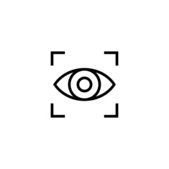 Eye scan icon vector in linear, outline icon isolated on white background