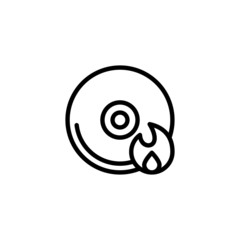 Cd burn icon vector in linear, outline icon isolated on white background