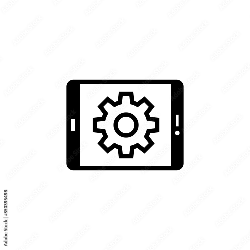 Poster tablet data settings vector icon in black solid flat design icon isolated on white background
