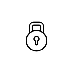 Blocked padlock icon vector in linear, outline icon isolated on white background