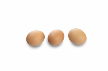 three eggs isolated on white background
