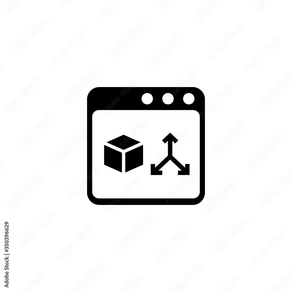 Poster 3d printing software icon vector in black solid flat design icon isolated on white background