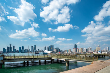 Modern urban landscape skyline of Qingdao, China..