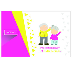 International Day of The Older Person illustration background. Vector Design Template for banner, greeting cards or print