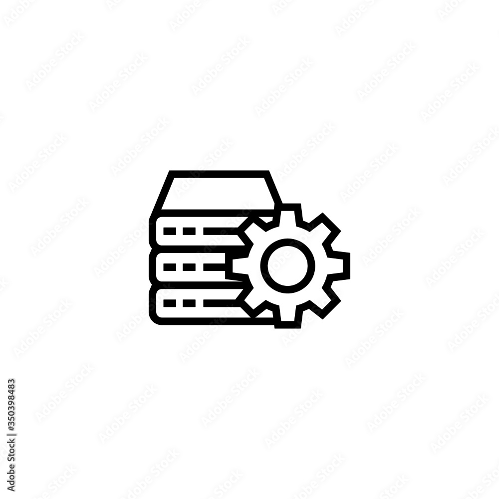 Poster data processing icon vector in linear, outline icon isolated on white background