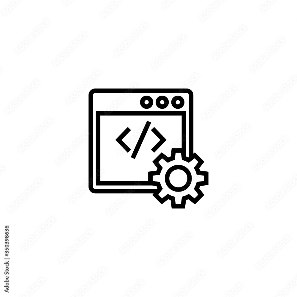 Poster website optimization icon vector in linear, outline icon isolated on white background
