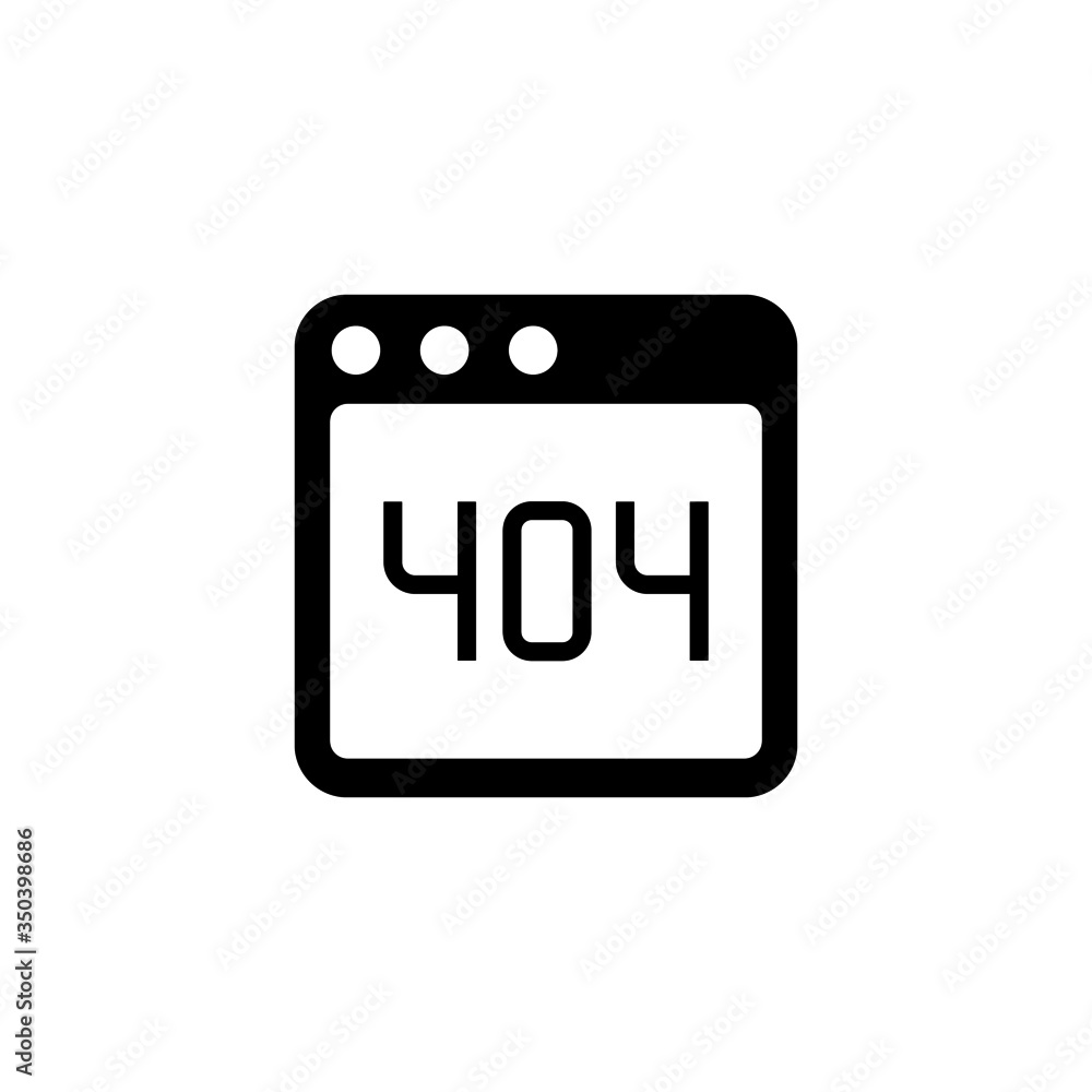 Aufkleber error 404 icon vector in black solid flat design icon isolated on white background