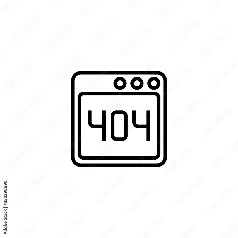 Poster error 404 icon vector in linear, outline icon isolated on white background