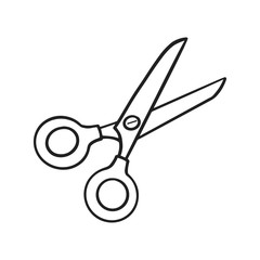 Scissors. Vector linear sign. Doodle style illustration
