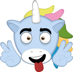 Vector illustration of the face of a unicorn cartoon