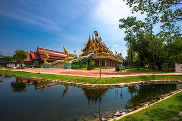 Background of Wat Pa Charoen Rat, Pathum Thani Province Dharma Practice Center 13, Buddhist people come to make merit, Khlong 11 (Sai Klang), Bueng Thonglang Subdistrict Lam Luk Ka District, Thailand