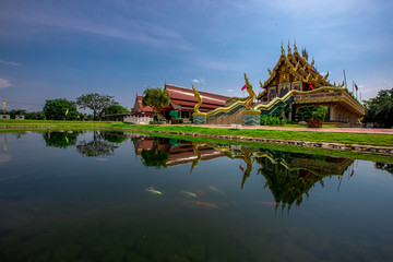 Background of Wat Pa Charoen Rat, Pathum Thani Province Dharma Practice Center 13, Buddhist people come to make merit, Khlong 11 (Sai Klang), Bueng Thonglang Subdistrict Lam Luk Ka District, Thailand