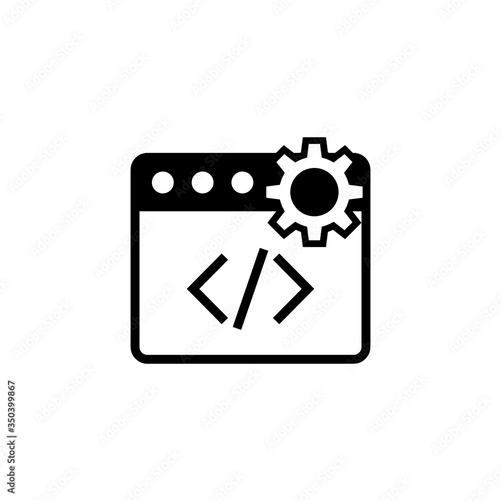 Poster web development icon vector in black solid flat design icon isolated on white background