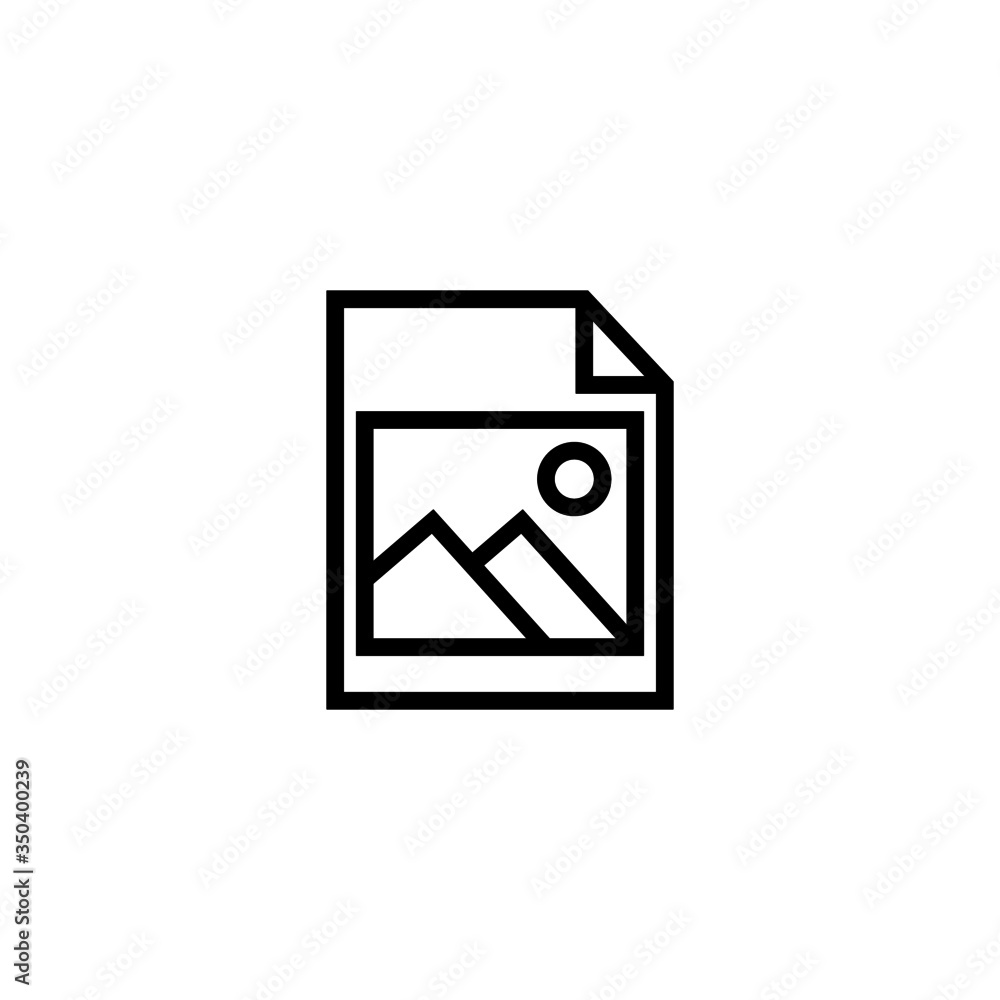 Poster raster images icon vector in linear, outline icon isolated on white background