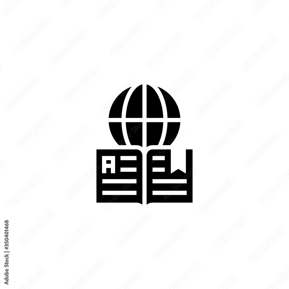 Poster global learning vector icon in black solid flat design icon isolated on white background