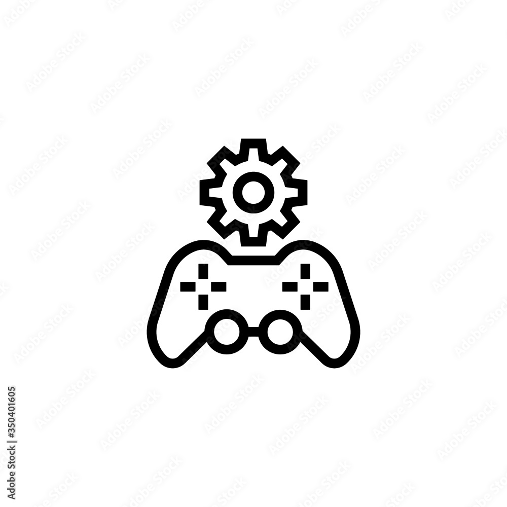 Poster game development icon vector in linear, outline icon isolated on white background